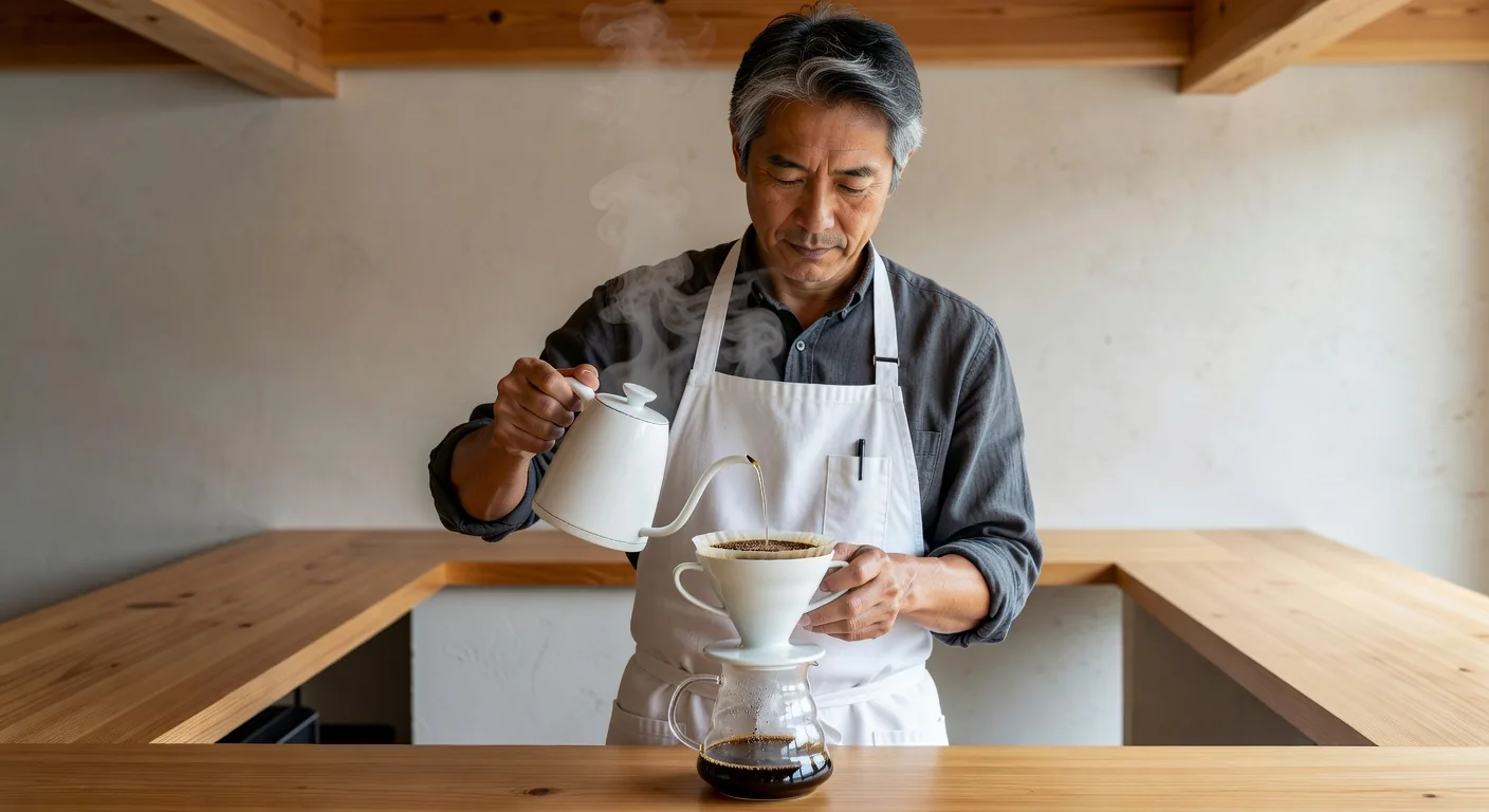 Japanese pour-over barista at work
